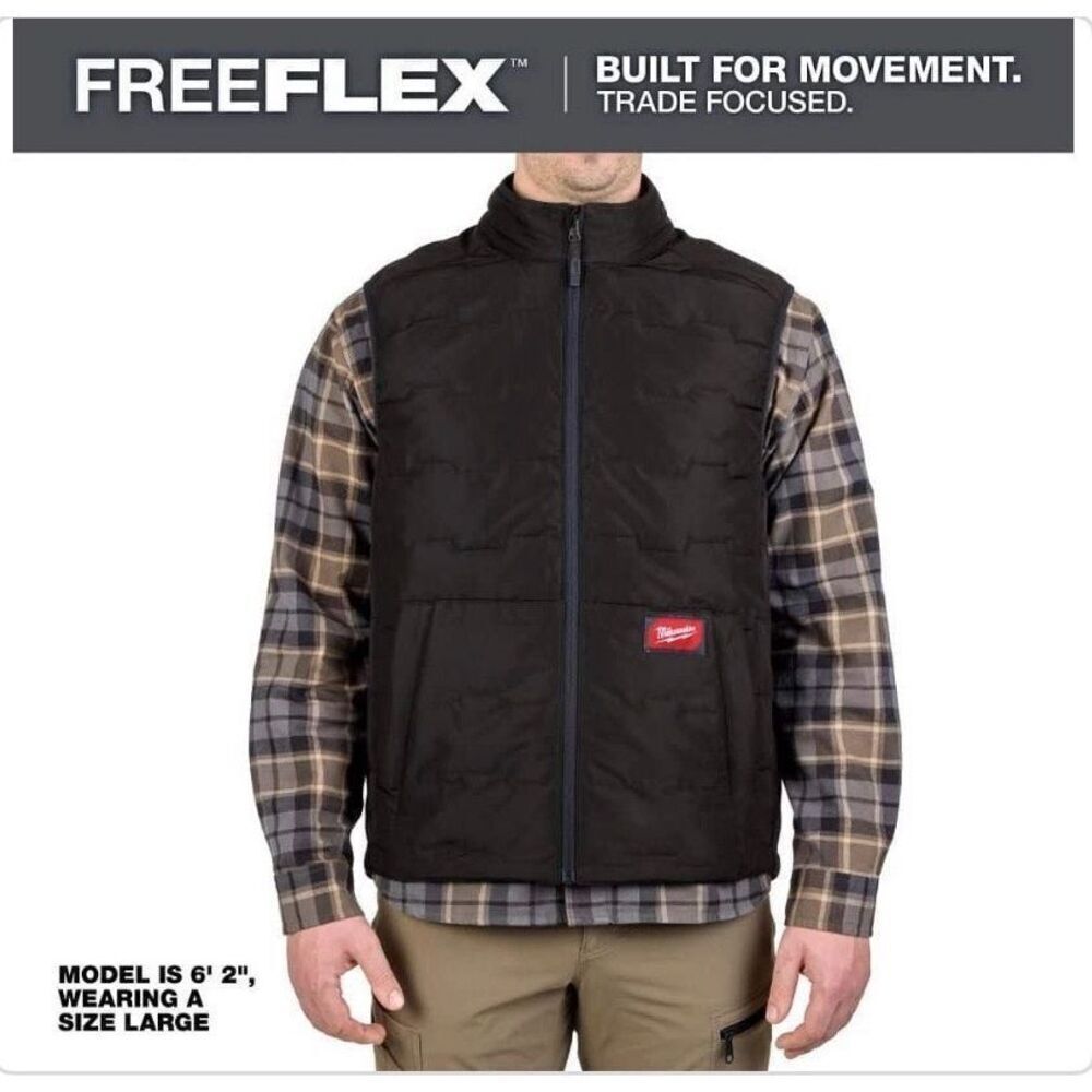 NWT Milwaukee Freeflex Lightweight Insulated Vest Black Size Large Workwear